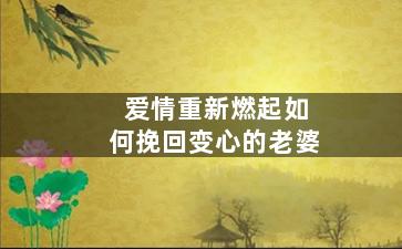 爱情重新燃起如何挽回变心的老婆