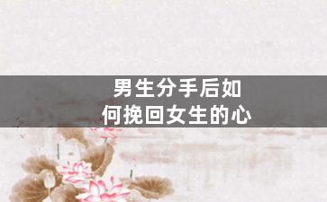 男生分手后如何挽回女生的心