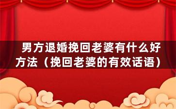 男方退婚挽回老婆有什么好方法（挽回老婆的有效话语）