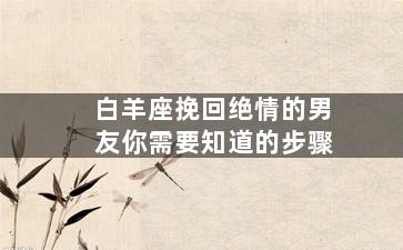 白羊座挽回绝情的男友你需要知道的步骤