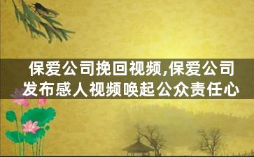 保爱公司挽回视频,保爱公司发布感人视频唤起公众责任心