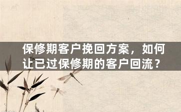 保修期客户挽回方案，如何让已过保修期的客户回流？