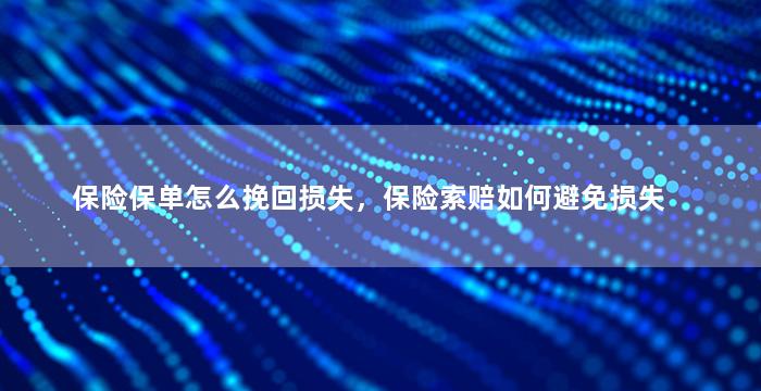 保险保单怎么挽回损失，保险索赔如何避免损失
