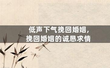 低声下气挽回婚姻,挽回婚姻的诚恳求情