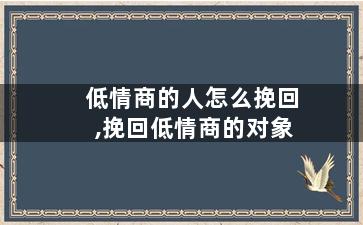 低情商的人怎么挽回,挽回低情商的对象