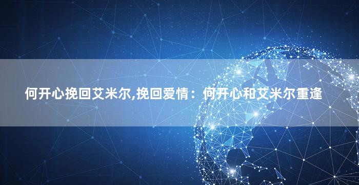 何开心挽回艾米尔,挽回爱情：何开心和艾米尔重逢