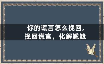 你的谎言怎么挽回,挽回谎言，化解尴尬