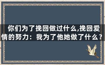 你们为了挽回做过什么,挽回爱情的努力：我为了他她做了什么？