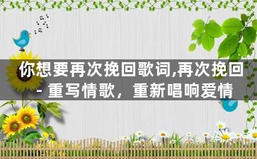 你想要再次挽回歌词,再次挽回