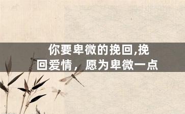 你要卑微的挽回,挽回爱情，愿为卑微一点