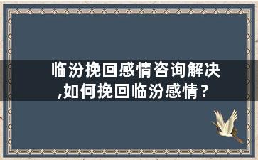 临汾挽回感情咨询解决,如何挽回临汾感情？