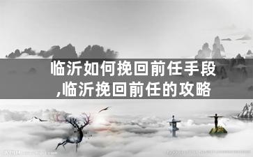 临沂如何挽回前任手段,临沂挽回前任的攻略