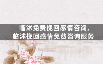 临沭免费挽回感情咨询,临沭挽回感情免费咨询服务