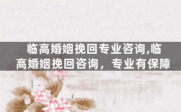 临高婚姻挽回专业咨询,临高婚姻挽回咨询，专业有保障