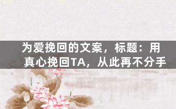 为爱挽回的文案，标题：用真心挽回TA，从此再不分手