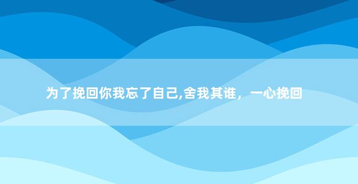 为了挽回你我忘了自己,舍我其谁，一心挽回