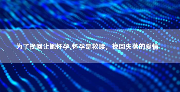为了挽回让她怀孕,怀孕是救赎，挽回失落的爱情