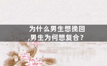 为什么男生想挽回,男生为何想复合？