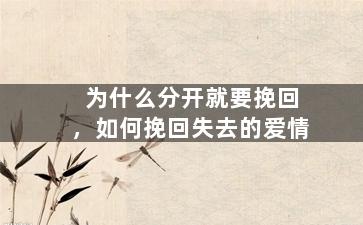 为什么分开就要挽回，如何挽回失去的爱情