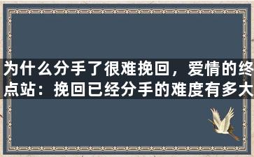 为什么分手了很难挽回，爱情的终点站：挽回已经分手的难度有多大？