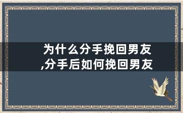 为什么分手挽回男友,分手后如何挽回男友