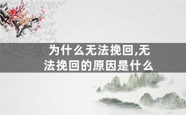 为什么无法挽回,无法挽回的原因是什么