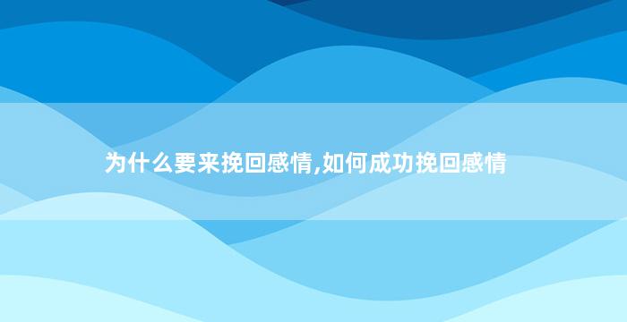 为什么要来挽回感情,如何成功挽回感情