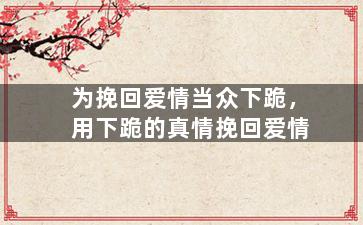 为挽回爱情当众下跪，用下跪的真情挽回爱情