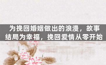为挽回婚姻做出的浪漫，故事结局为幸福，挽回爱情从零开始