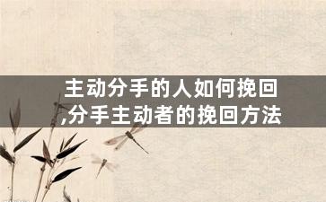 主动分手的人如何挽回,分手主动者的挽回方法