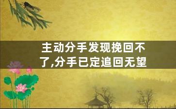 主动分手发现挽回不了,分手已定追回无望
