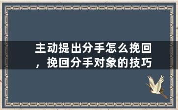 主动提出分手怎么挽回，挽回分手对象的技巧