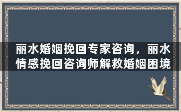丽水婚姻挽回专家咨询，丽水情感挽回咨询师解救婚姻困境