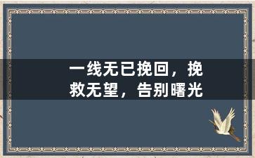 一线无已挽回，挽救无望，告别曙光