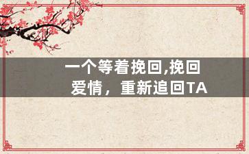 一个等着挽回,挽回爱情，重新追回TA