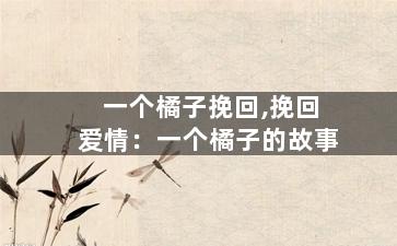 一个橘子挽回,挽回爱情：一个橘子的故事