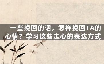 一些挽回的话，怎样挽回TA的心情？学习这些走心的表达方式