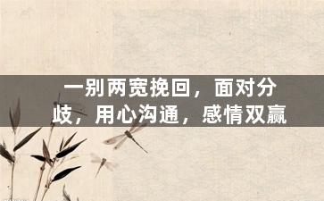 一别两宽挽回，面对分歧，用心沟通，感情双赢