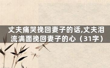 丈夫痛哭挽回妻子的话,丈夫泪流满面挽回妻子的心（31字）