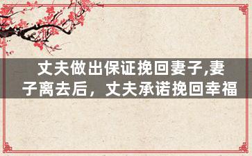 丈夫做出保证挽回妻子,妻子离去后，丈夫承诺挽回幸福