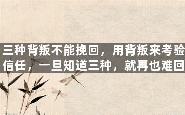 三种背叛不能挽回，用背叛来考验信任，一旦知道三种，就再也难回头