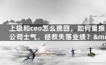 上级和ceo怎么挽回，如何重振公司士气，拯救失落业绩？——CEO亲笔指导