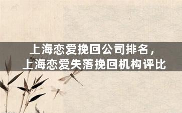 上海恋爱挽回公司排名，上海恋爱失落挽回机构评比