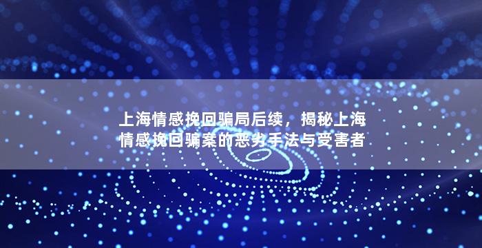 上海情感挽回骗局后续，揭秘上海情感挽回骗案的恶劣手法与受害者的心路历程