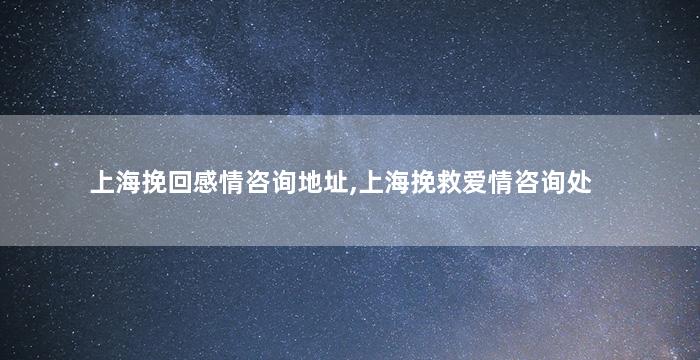 上海挽回感情咨询地址,上海挽救爱情咨询处