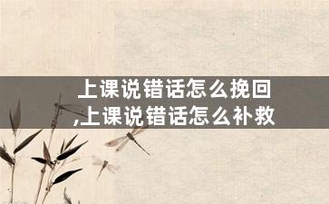 上课说错话怎么挽回,上课说错话怎么补救