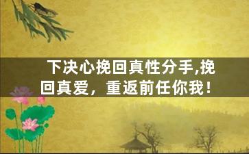下决心挽回真性分手,挽回真爱，重返前任你我！