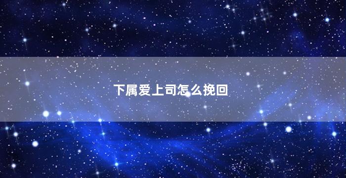 下属爱上司怎么挽回