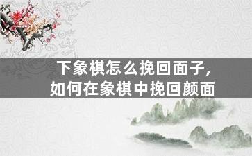 下象棋怎么挽回面子,如何在象棋中挽回颜面