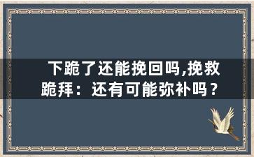 下跪了还能挽回吗,挽救跪拜：还有可能弥补吗？